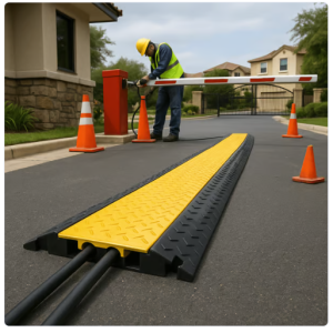 protector de cable de 5 canales / base de goma y tapa de plástico / capacidad 4.6 toneladas / canal 38x35mm / longitud 90 cm / amarillo y negro venta en guadalajara jalisco.