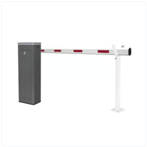 kit de barrera vehicular derecha accesspro y brazo telescópico de hasta 5.5 m / finales de carrera ajustables por programación / movimiento fluido / diseño elegante color gris / con corona led semaforizada venta e instalacion en guadalajara jalisco.