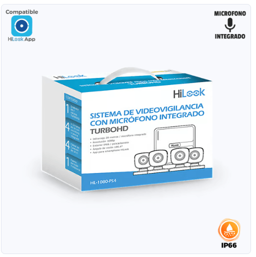 kit de 4 camaras turbohd 1080p lite / dvr 4 canales (micrÓfono integrado) / audio por coaxitron / 4 cámaras bala de policarbonato con micrófono integrado