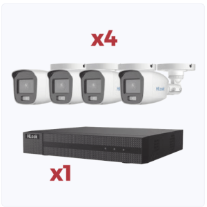 kit de 4 camaras y dvr 4 canales turbohd + 1 canal ip / 2 megapixel (1080plite) / acusense lite / audio por coaxitron / 1 bahia de disco duro / 4 cámaras 2 megapixel tipo bala / colorvu lite + microfono integrado