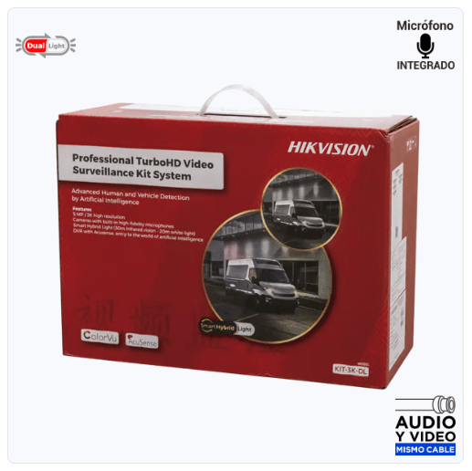 kit de 4 camaras profesionales [dual light] kit turbohd 3k (5 megapixel) / dvr 4 canales / 4 cámaras bala para exterior y metal / micrófono integrado / accesorios de interconexión / fuente de poder