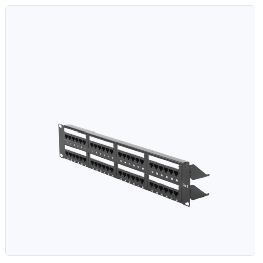 patch panel de impacto 48 puertos cat6 (110) para utp 19 pulgadas (48.26 cm), 2u, con barra para organizar cable venta e instalacion guadalajara jalisco.